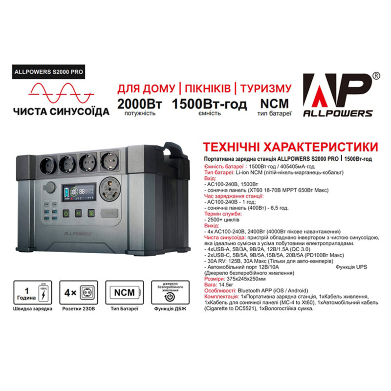 Портативная зарядная станция ALLPOWERS S2000 PRO