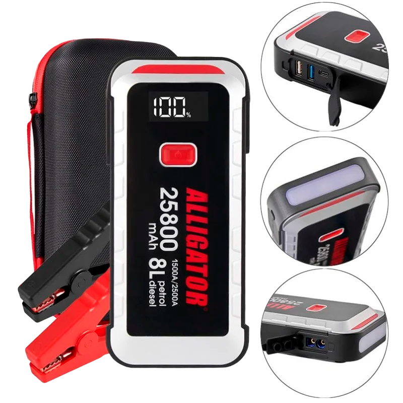 Пусковий пристрій Alligator Jump Starter 1500A/2500A 25800mAh - JS847