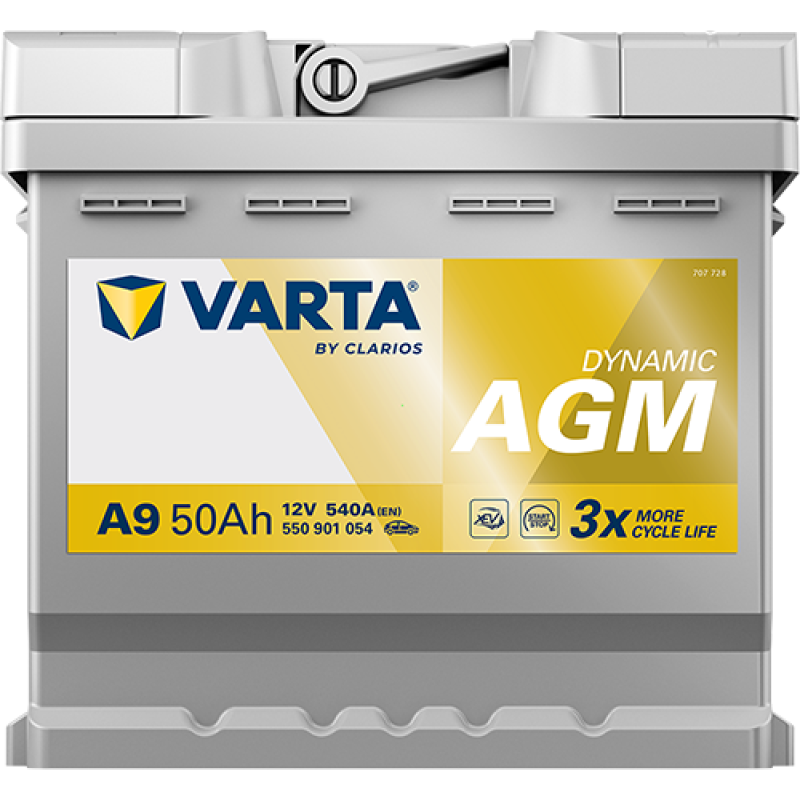 Автомобильный аккумулятор VARTA Silver Dynamic Start-Stop AGM 50Ah 540A R+ (A9) - 550901054