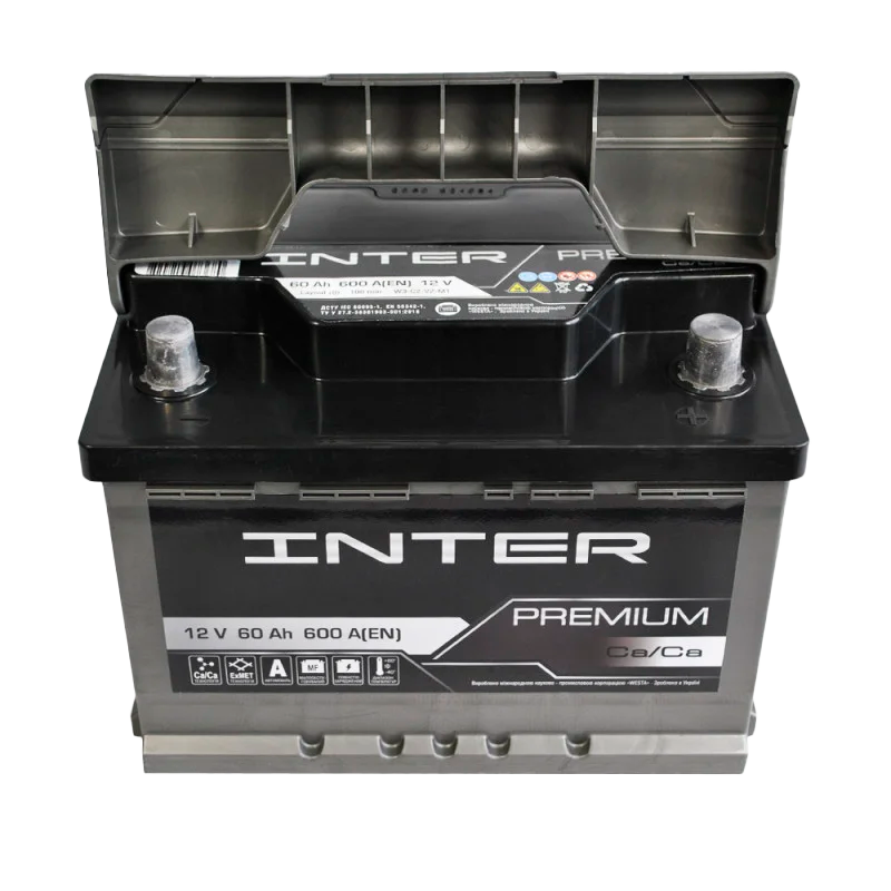 Автомобильный аккумулятор INTER Premium 60Ah 600A R+