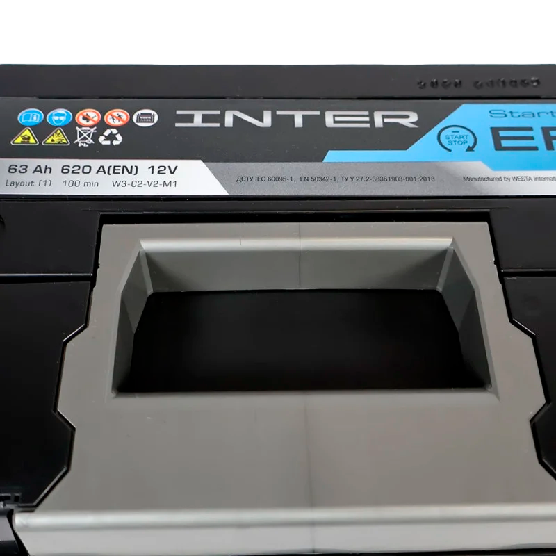 Автомобильный аккумулятор INTER Premium Start-Stop EFB 63Ah 620A R+