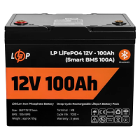Акумулятор літієвий LOGIC POWER LiFePO4 12,8V - 100 Ah (1280Wh) (Smart BMS 100А) з BT