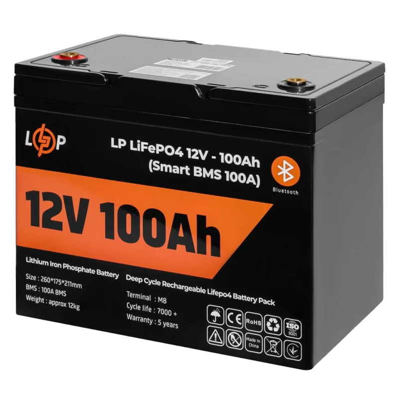 Аккумулятор литиевый LOGIC POWER LiFePO4 12,8V - 100 Ah (1280Wh) (Smart BMS 100А) с BT