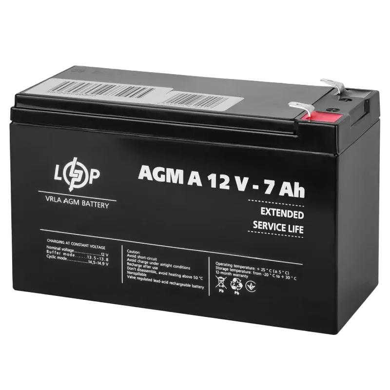 Аккумулятор тяговый LOGIC POWER AGM А 12V - 7 Ah