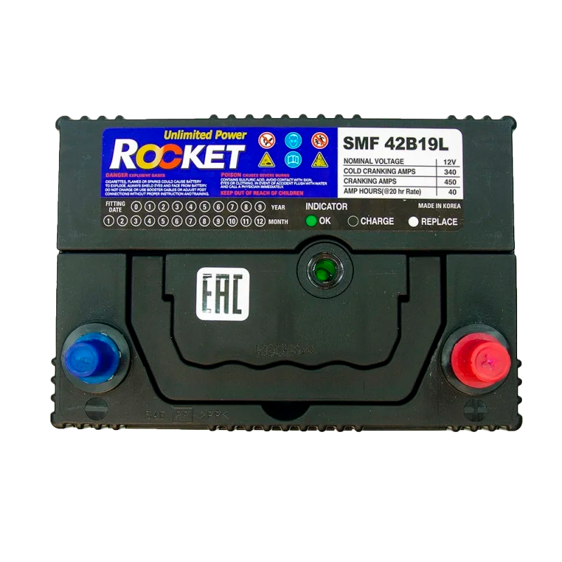 Автомобильный аккумулятор ROCKET SMF 42B19L 40Ah 340A R+