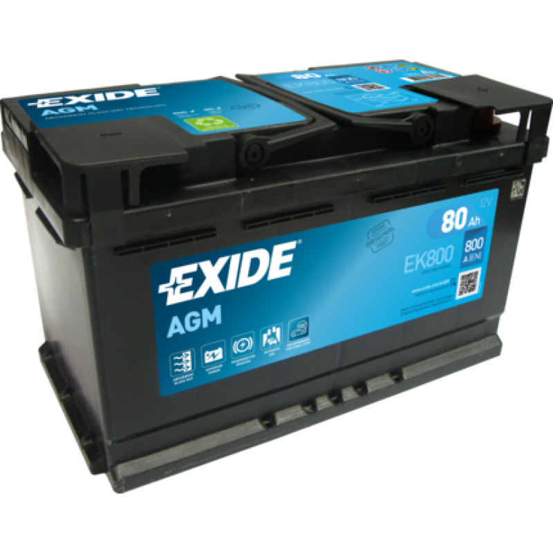 Автомобильный аккумулятор EXIDE Start-Stop AGM EK800 80Ah 800A R+
