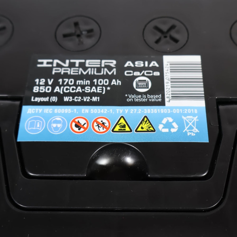 Автомобильный аккумулятор INTER Premium Start-Stop EFB Asia 100Ah 850A R+