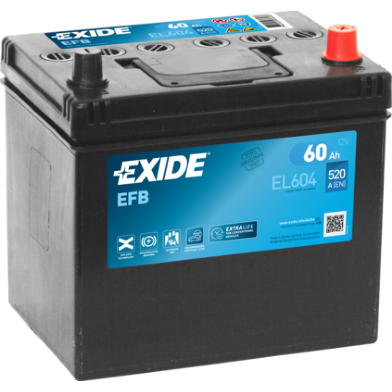 Автомобильный аккумулятор EXIDE Start-Stop EFB EL604 60Ah 520A R+